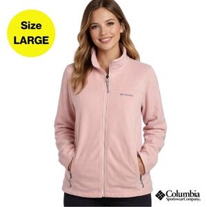 COLUMBIA 💓 Women’s Light Peach Pink Warm, Comfy Fleece Jacket (Size Large)